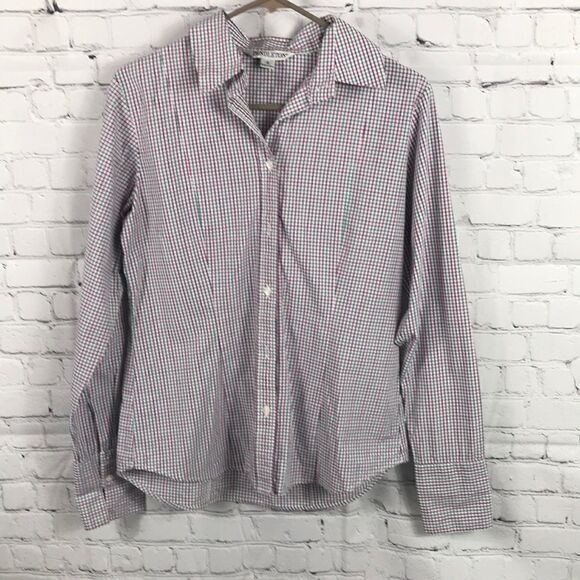 Pendleton Button Down Long Sleeve cotton Shirt Green blue pink white cuffs Sz 6 - Picture 1 of 5